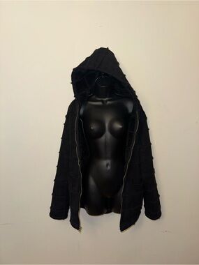 Supreme Black Faux Shearling Patchwork Hooded Zip Jacket